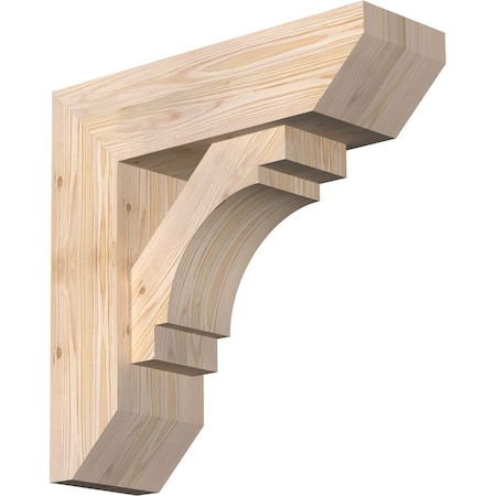Ekena Millwork Merced Slat Smooth Bracket w/ Offset Brace, Douglas Fir, 7 1/2"W x 24"D x 24"H BKT0806X24X24MRC06SDF